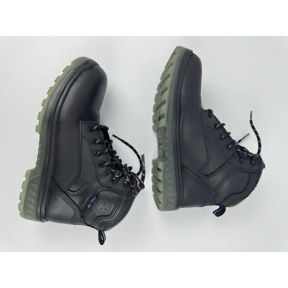 BRAHMA Women's Work Boots Steel Toe Flexible Midsole Leather Black Purple Sz 7.5